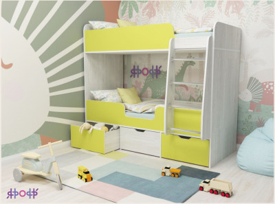 Кровать двухъярусная Малыш Двойняшка (Лайм/Винтерберг)