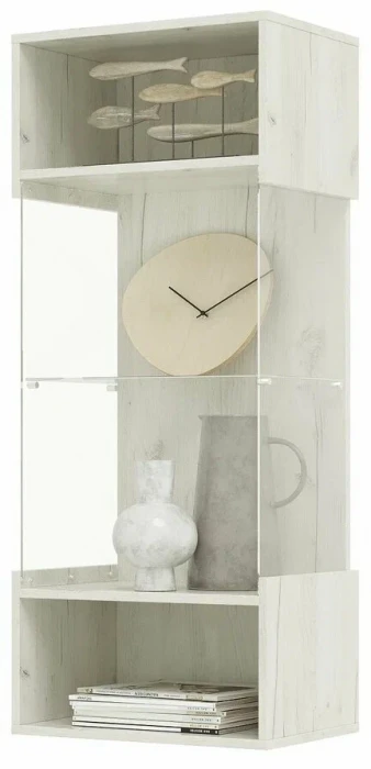 Алтея Шкаф-стекло навесной дуб крафт белый