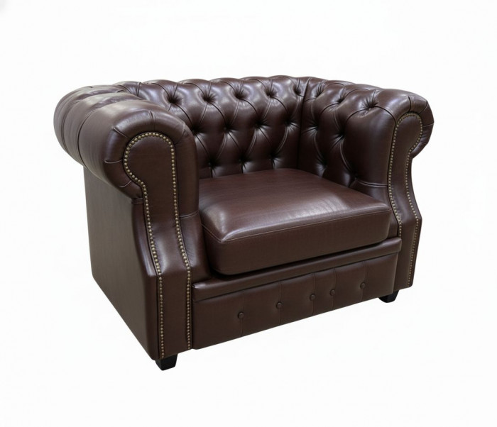 Кресло Честер ЛОФТ, экокожа, коричневый венге