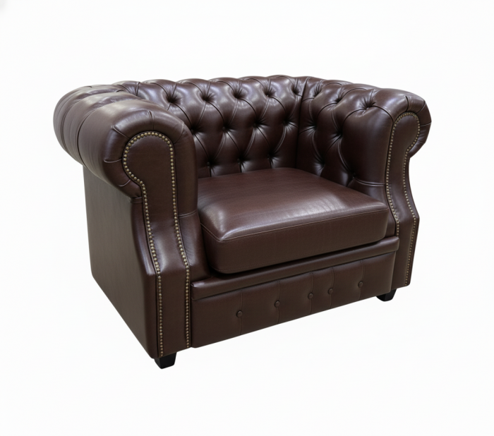 Кресло Честер ЛОФТ, экокожа, коричневый венге
