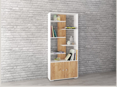 Стеллаж Ромео-4 белый/дуб крафт золотой