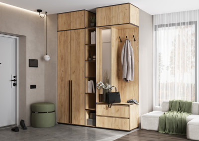 Норд Прихожая, композиция №2, Дуб крафт/Дуб крафт