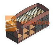 Кровать-чердак Дюймовочка-4.1, Дуб молочный / Оранжевый