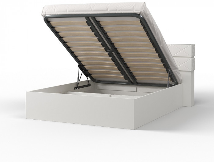 Кровать 180х200 с подъемным механизмом "Агата" - Белый текстурный/Дуб полярный