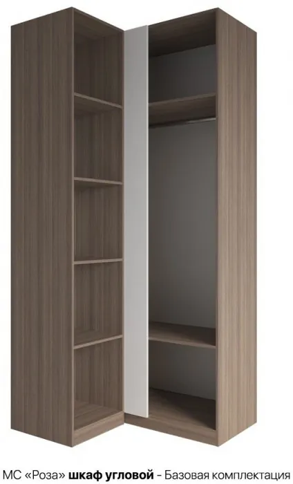 МС Роза Шкаф угловой Базовая комплектация, Ройс+ ручка скоба 2 шт., Орех Франклин карамель/Графит скин