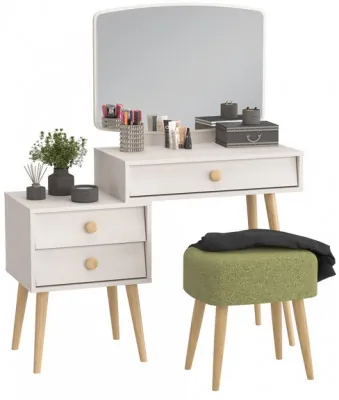 Афина Спальня 4-25901М1к.с. Трюмо + Банкетка 6-5135ТКШзел Полли, цвет кашемир серый/ткань зелёная, ШхГхВ 105х38,6х129 + 44х34х45 см., универс. сб.