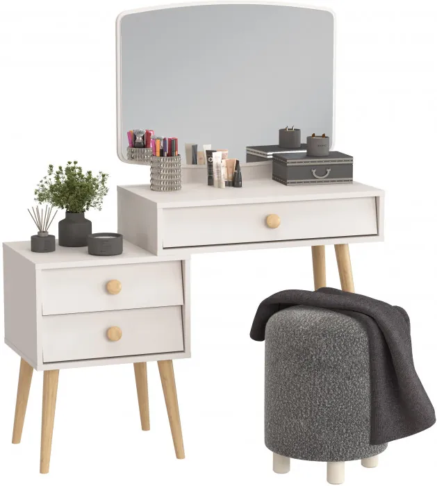 Афина Спальня 4-25901М1к.с. Трюмо + Банкетка 6-5137ТКШтем.серый Марта, цвет кашемир серый/ткань тёмно-серая, ШхГхВ 105х38,6х129 + 36х36х46 см, ун. сб.