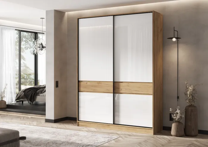 Роджинамиф Шкаф-купе 1800 дуб крафт/белый глянец