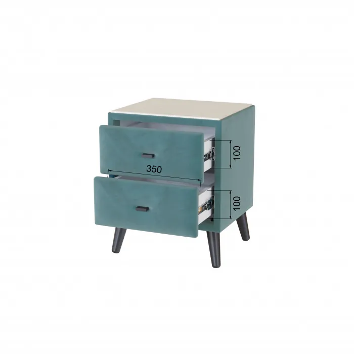 Тумба прикроватная интерьерная Пай бирюза/мдф клен кремовый