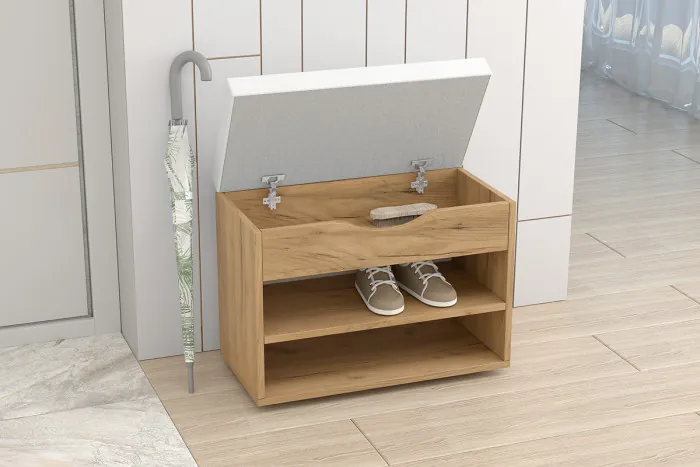 Обувница Мягкая №3, Дуб Крафт Золотой/Белый кжз.