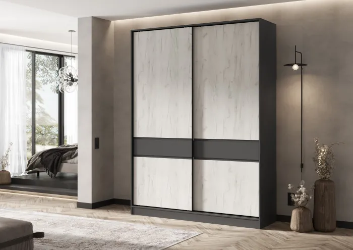 Роджинамиф Шкаф-купе 1800 графит/дуб крафт белый