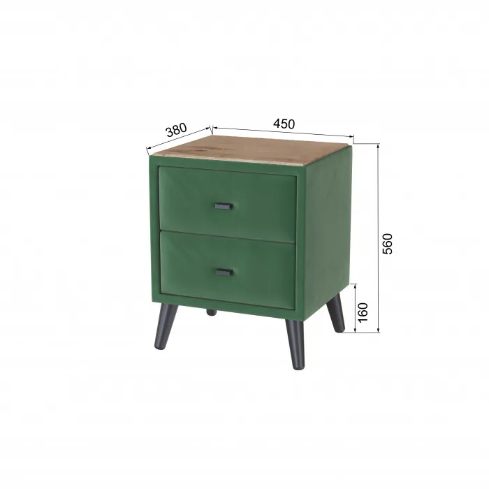 Тумба прикроватная интерьерная Пай изумруд/мдф дуб канадский