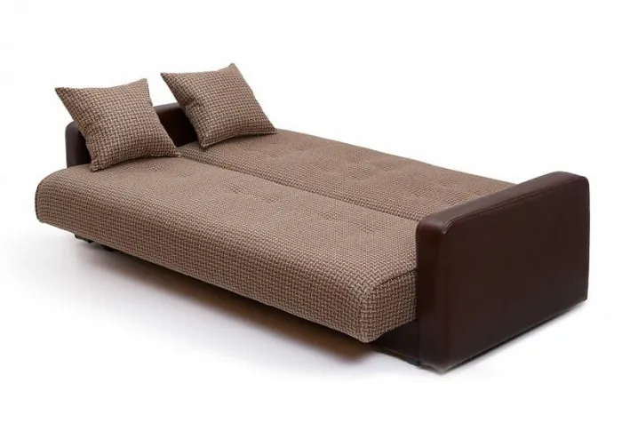 Диван-книжка Лондон, 120х190, рогожка/экокожа коричневая