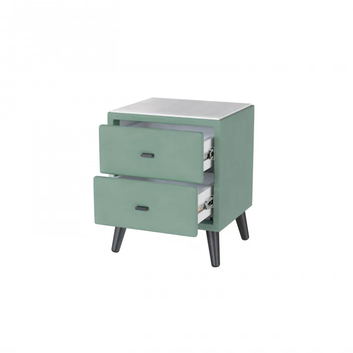 Тумба прикроватная интерьерная Пай мятный/мдф холст белый