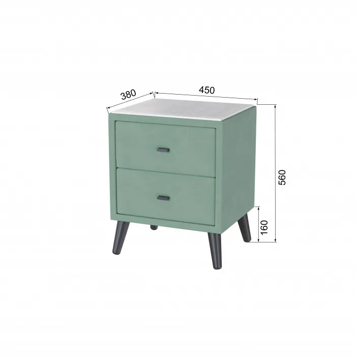 Тумба прикроватная интерьерная Пай мятный/мдф холст белый