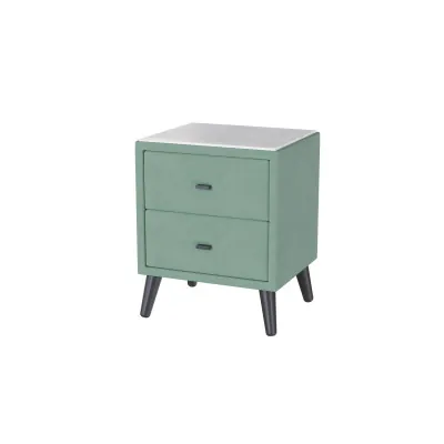 Тумба прикроватная интерьерная Пай мятный/мдф холст белый