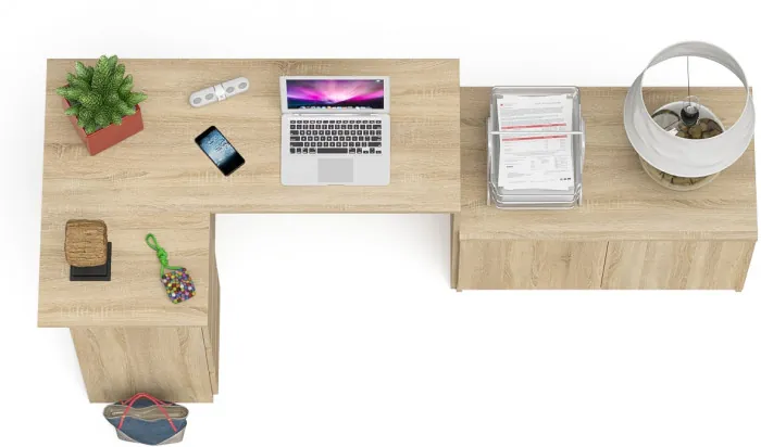 Мори компьютерный стол МС-16 левый + Тумба МА900.1, дуб сонома