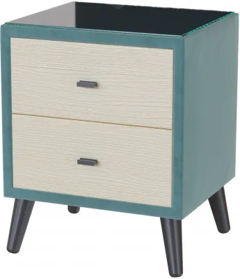 Тумба прикроватная интерьерная Ланс бирюза/мдф клен кремовый