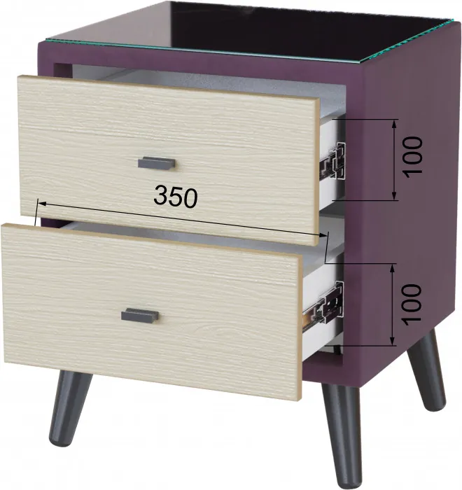 Тумба прикроватная интерьерная Ланс винный/мдф клен кремовый
