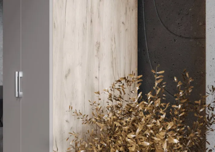 Шкаф 2-х створчатый (штанга+полка), Крафт серый/Кашемир