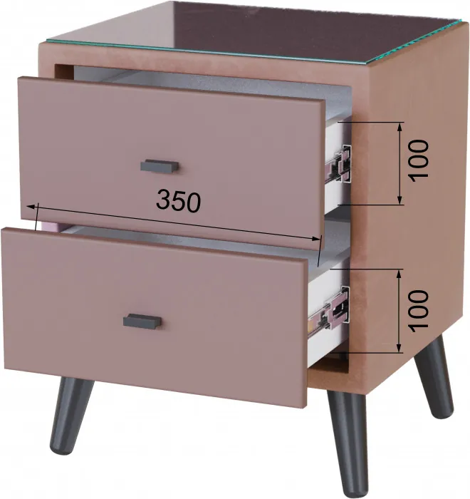 Тумба прикроватная интерьерная Ланс пыльная роза/мдф пудра