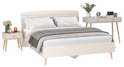 Афина Спальня Кровать 1600 + Стол + Тумба, цвет кашемир серый, ШхГхВ 164,6х210,2х95,6 + 100х45х76 + 45х37х45 см., 1600х2000 мм., б/м, осн. есть