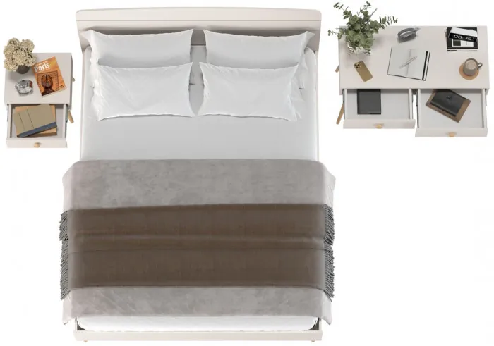 Афина Спальня Кровать 1600 + Стол + Тумба, цвет кашемир серый, ШхГхВ 164,6х210,2х95,6 + 100х45х76 + 45х37х45 см., 1600х2000 мм., б/м, осн. есть