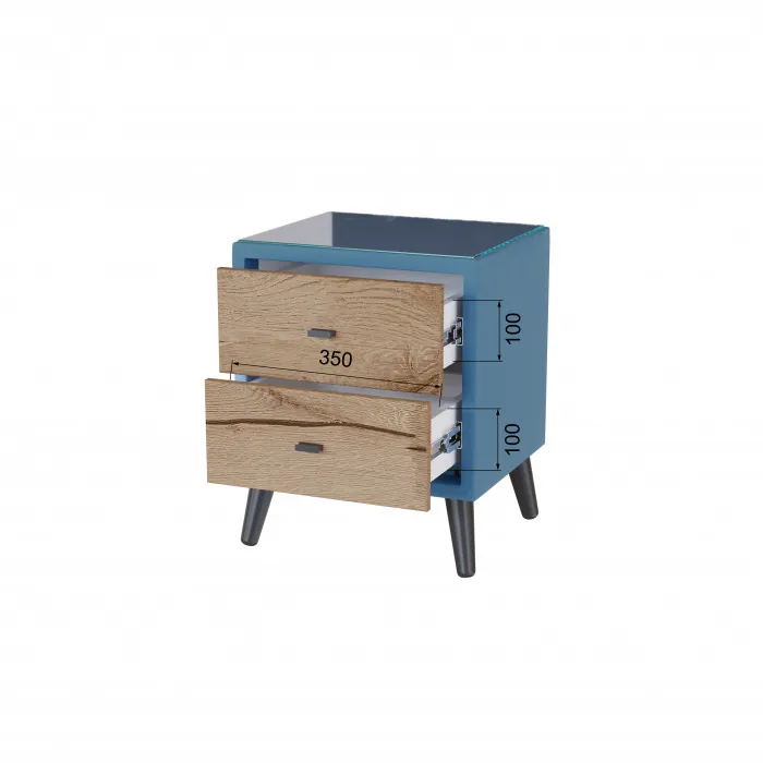 Тумба прикроватная интерьерная Ланс светло-голубой/мдф дуб канадский
