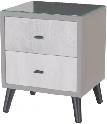 Тумба прикроватная интерьерная Ланс светло-серый/мдф холст белый