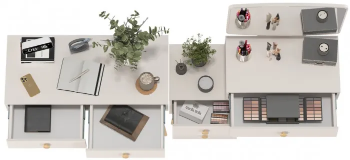 Афина Спальня Стол + Трюмо, цвет кашемир серый, ШхГхВ 100х45х76 + 105х38,6х129 см., универсальная сборка