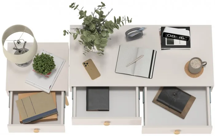 Афина Спальня Стол + Тумба прикроватная, цвет кашемир серый, ШхГхВ 100х45х76 + 45х37х45 см., универсальная сборка