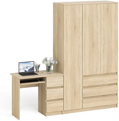 Мори компьютерный стол МС-6 правый + Шкаф МШ1200.1, дуб сонома