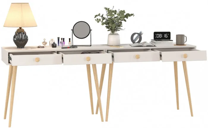 Афина Спальня Стол х 2, цвет кашемир серый, ШхГхВ 200х45х76 см.