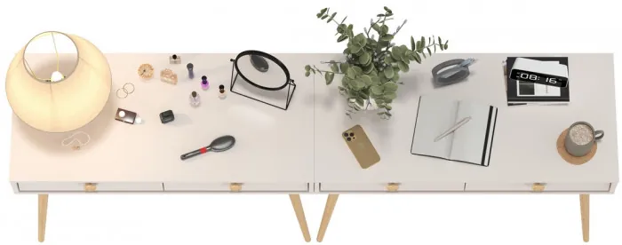 Афина Спальня Стол х 2, цвет кашемир серый, ШхГхВ 200х45х76 см.