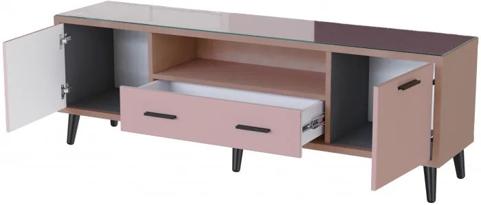 Тумба ТВ интерьерная 1,6 Ланс пыльная роза/мдф пудра