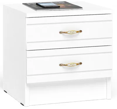 Елена Тумба прикроватная, цвет корпус белый/фасад мдф белый глянец, ШхГхВ 40х36,4х40 см. (для спален Елена, Ручеёк и Весна)