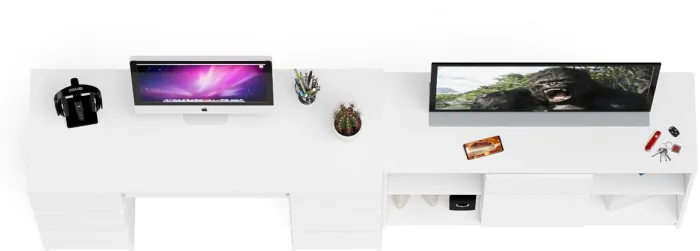 Мори Стол компьютерный МС-2 + Тумба МТВ1204.1, цвет белый, ШхГхВ 255,8х50х76,6 см., универсальная сборка