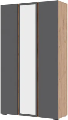 Хелен ШК 02 Шкаф 3х створчатый с зеркалом (1,200х2,100х0,460) серый графит/дуб крафт золото