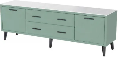 Тумба ТВ интерьерная 1,6 Пай мятный/мдф холст белый