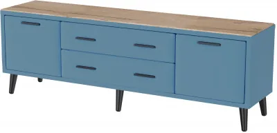 Тумба ТВ интерьерная 1,6 Пай светло-голубой/мдф дуб канадский