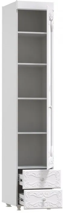 Шкаф-пенал 1дв. (гл.560) со стеклом и ящиками Италия ИТ-36 белое дерево