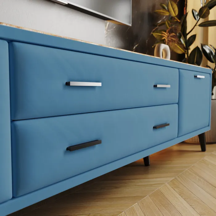 Тумба ТВ интерьерная 2,0 Пай светло-голубой/мдф дуб канадский