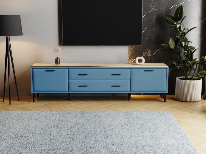 Тумба ТВ интерьерная 2,0 Пай светло-голубой/мдф дуб канадский