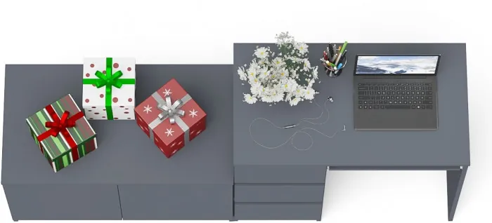 Мори Стол компьютерный МС-6 левый + Тумба МА900.1, цвет графит, ШхГхВ 180,4х50,4х76,6 см., выдвижные ящики слева, НЕ универсальная сборка