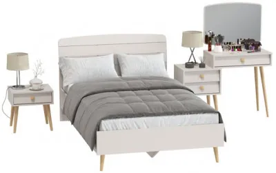 Афина Спальня Кровать 1200 + Трюмо + Тумба, цвет кашемир серый, ШхГхВ 123,6х210,2х95,7 + 105х38,6х129 + 45х37х45 см., 1200х2000 мм., б/м, осн. есть