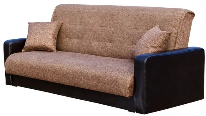 Диван-книжка Лондон, 120х190, велюр/экокожа коричневый/черный