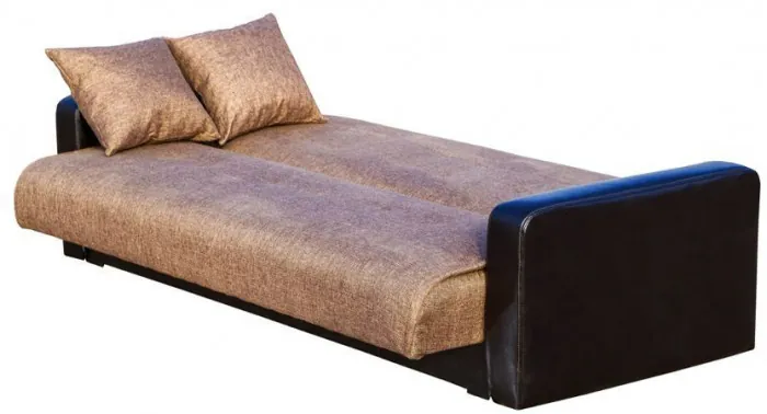 Диван-книжка Лондон, 120х190, велюр/экокожа коричневый/черный