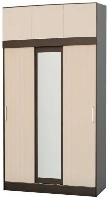 Басямиф Шкаф-купе с антресолью (Венге / дуб беленый)