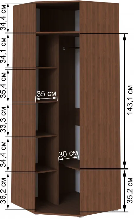 Ливорно Шкаф угловой ЛШ-25 орех донской