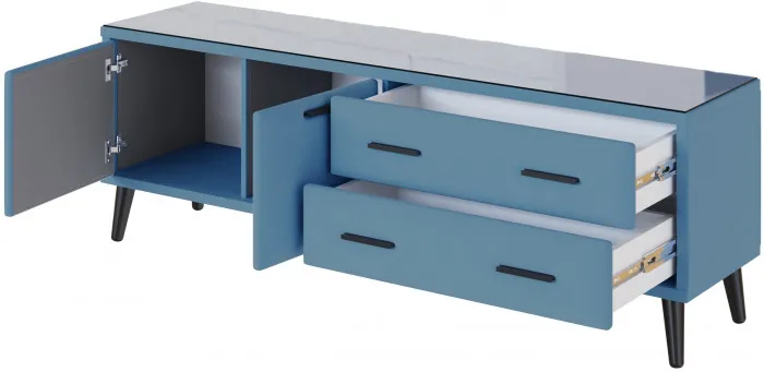 Тумба ТВ интерьерная Виго 1,6 светло-голубой